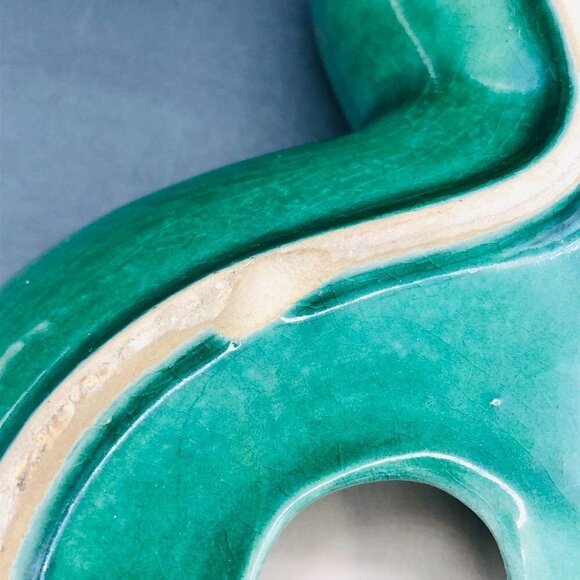 Beauceware Oversized Kelly Green Amoeba Ceramic Ashtray, Beauce Pottery #809 - Picture 13 of 14